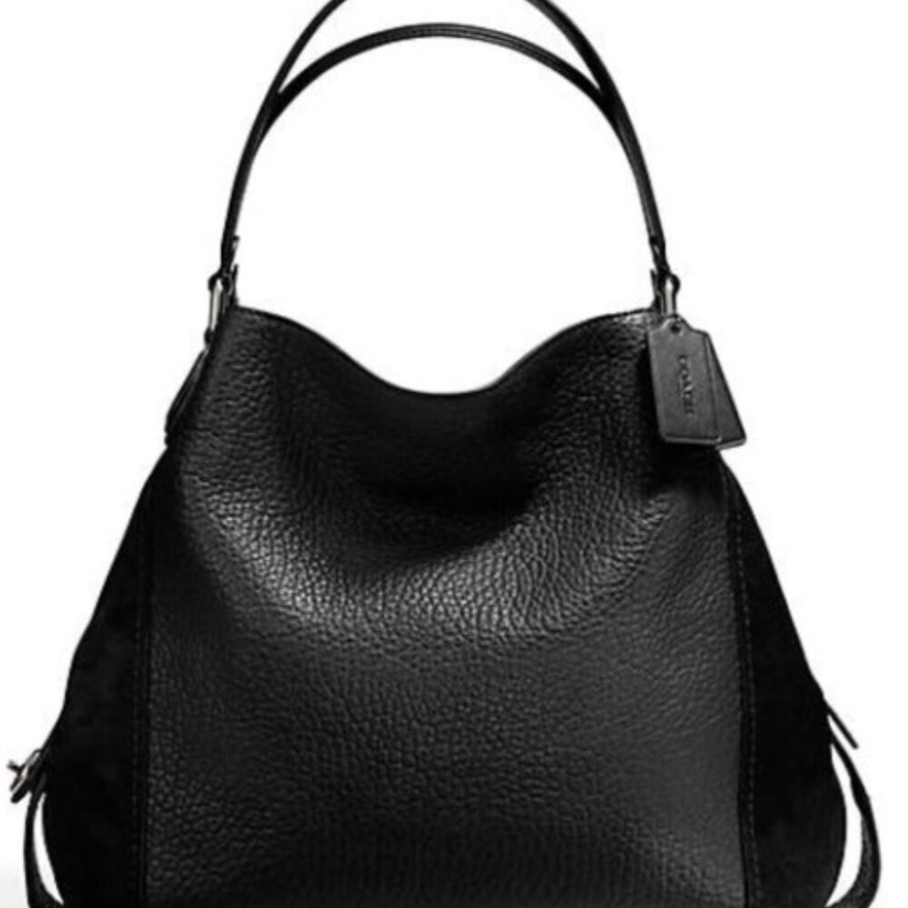 COACH Edie Purse - Black, Inside Pockets, Large Size